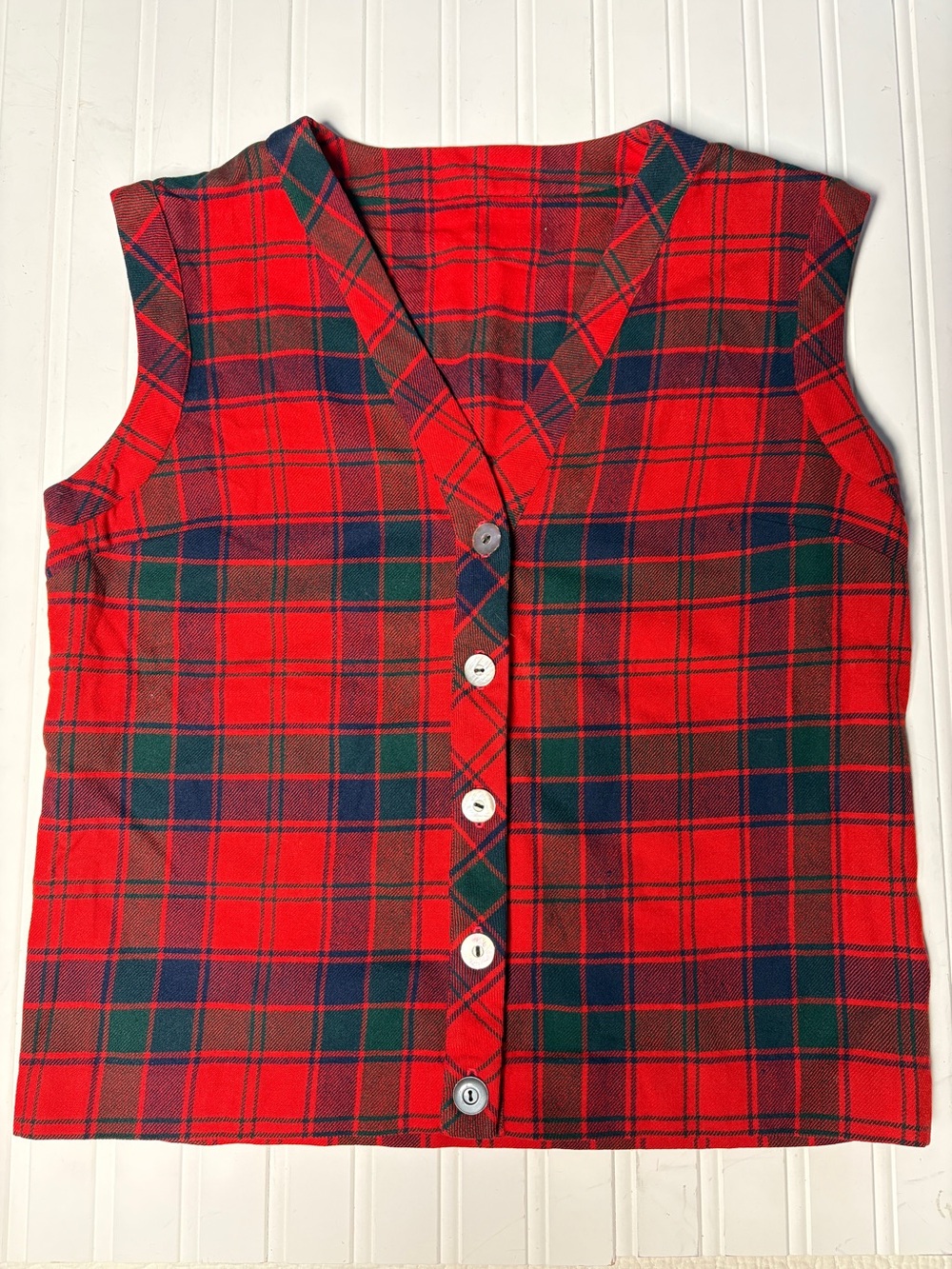 Handmade wool plaid vest holiday unisex